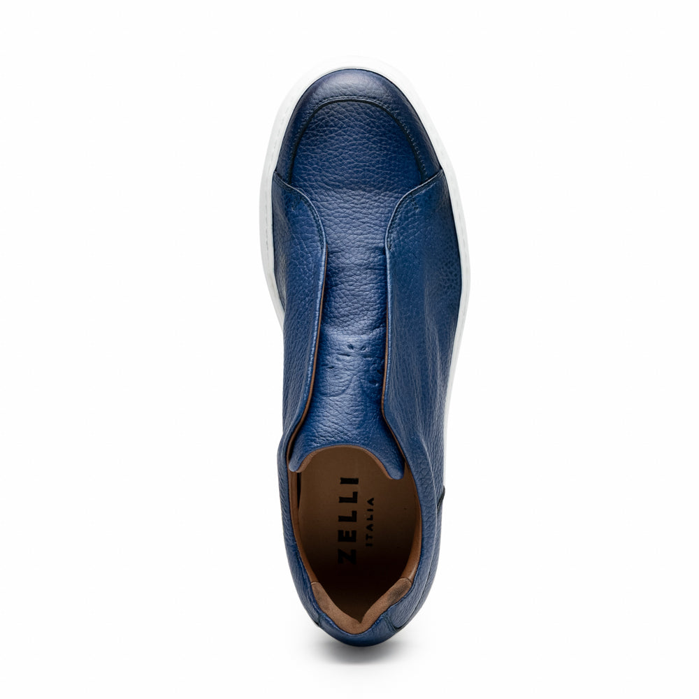 65-225-NVY SPETTACOLARE Italian Pebble Grain Calfskin Sneakers Navy