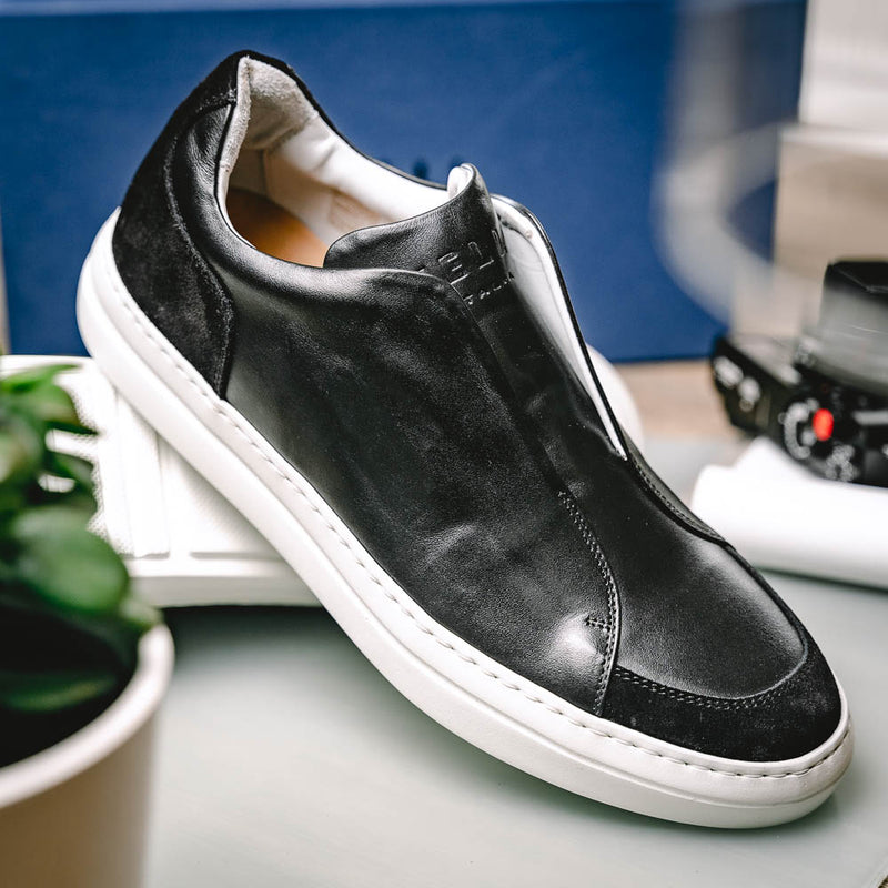 65-219-BLK SPETTACOLARE Italian Glove Baby Calf Sneakers, Black