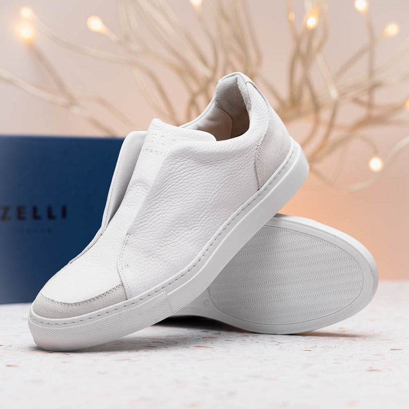 Men's sneaker with Web in white leather