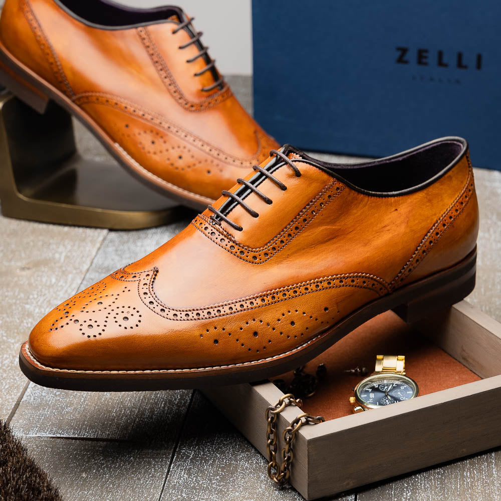 25-562-CML STEPHANO Wingtip Oxford Camel