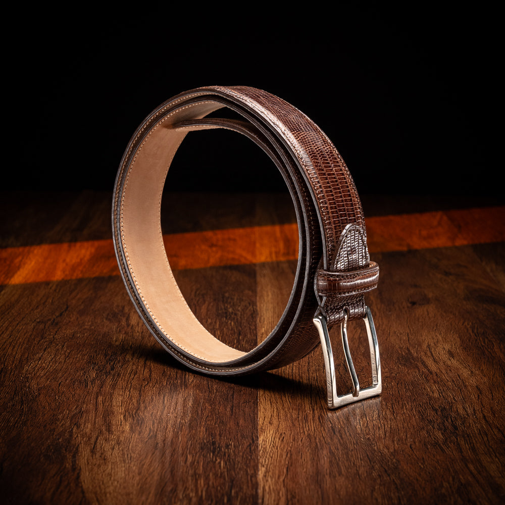 74-350-BRN BELT TEJU LIZARD, Brown