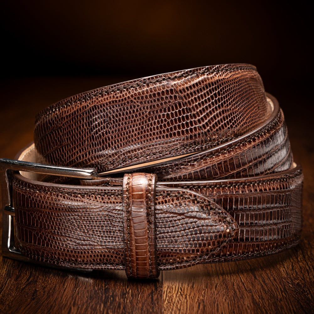74-350-BRN BELT TEJU LIZARD, Brown