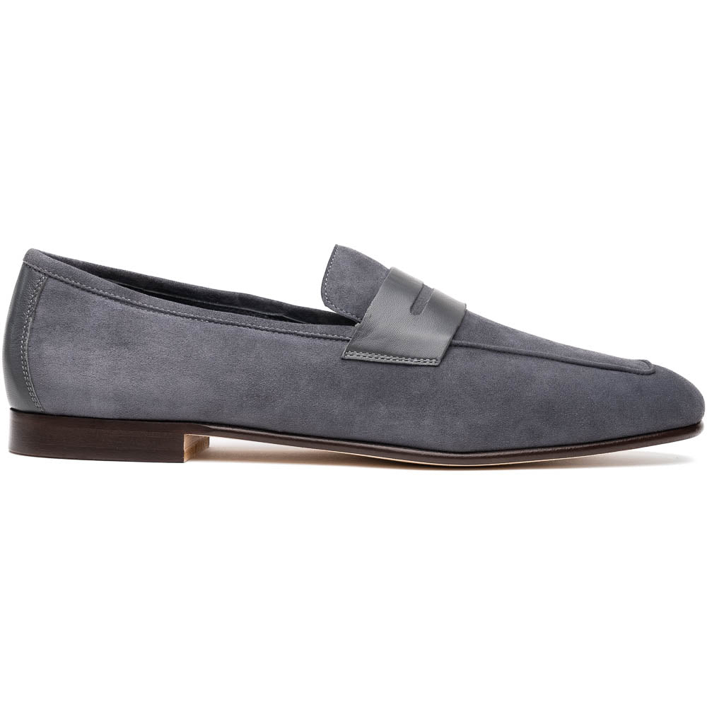 16-672-GRY Tippa Suede & Calfskin Penny Loafers Grey