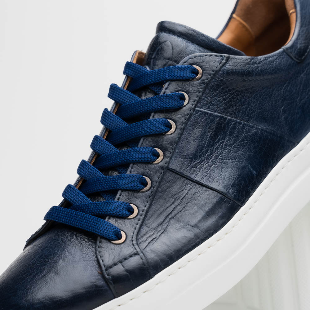 65-348-NVY Vivo Italian Tumbled Calfskin Sneaker Navy – Zelli Italia