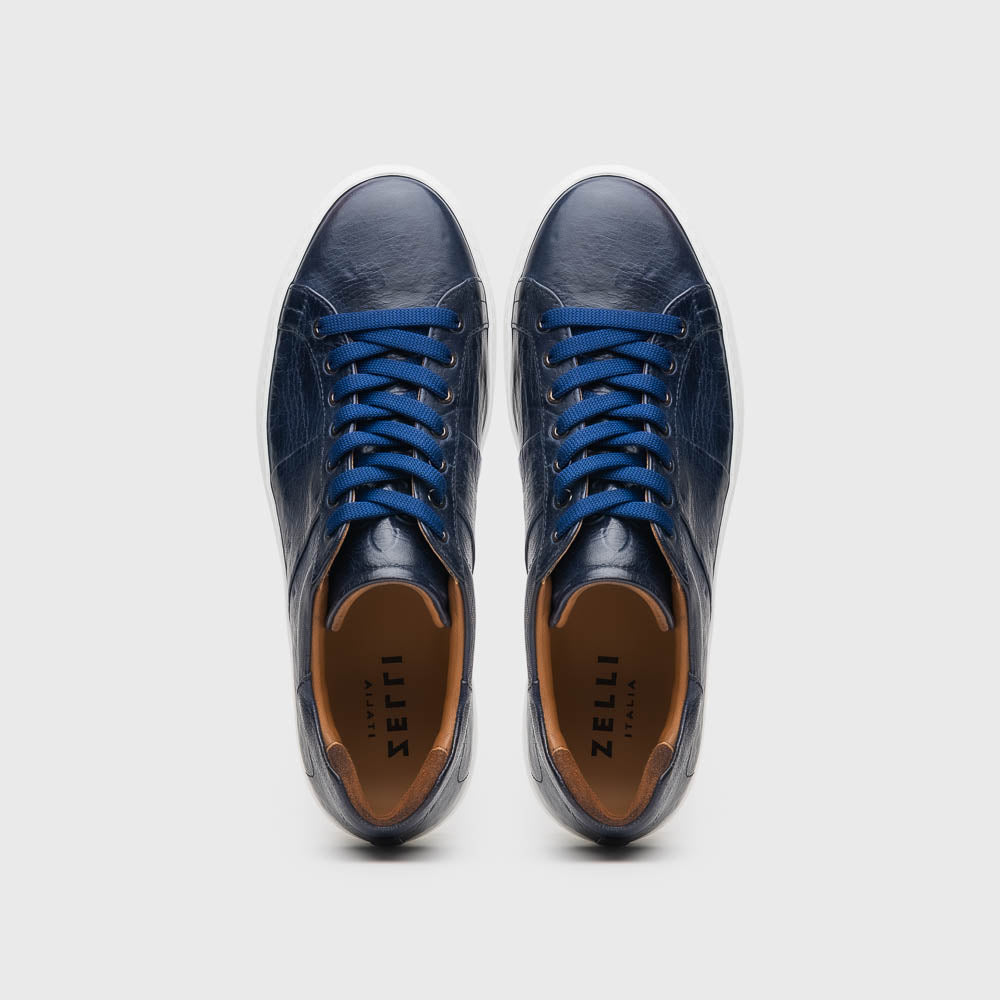 65-348-NVY Vivo Italian Tumbled Calfskin Sneaker Navy
