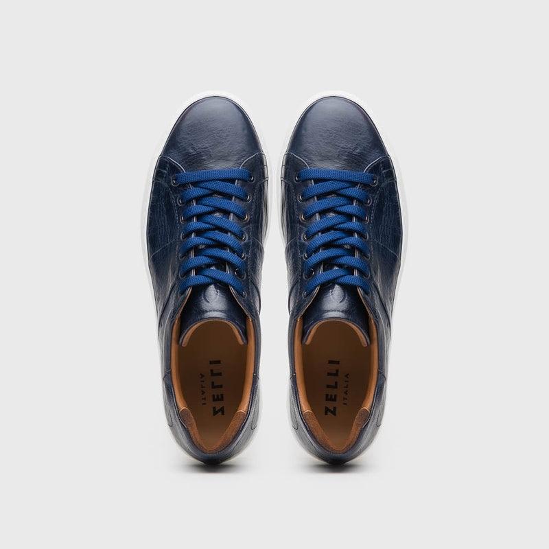 65-348-NVY Vivo Italian Tumbled Calfskin Sneaker Navy