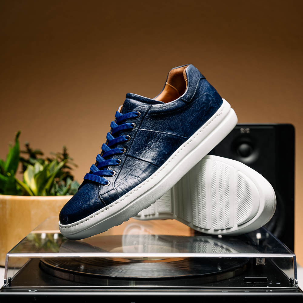 65-348-NVY Vivo Italian Tumbled Calfskin Sneaker Navy