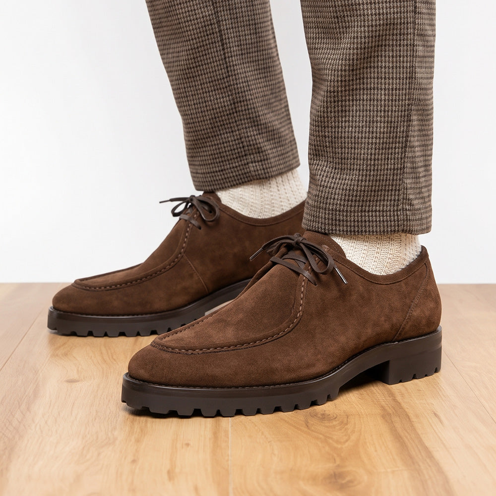 26-303-CHO WALLABY Suede Lace Up, Chocolate