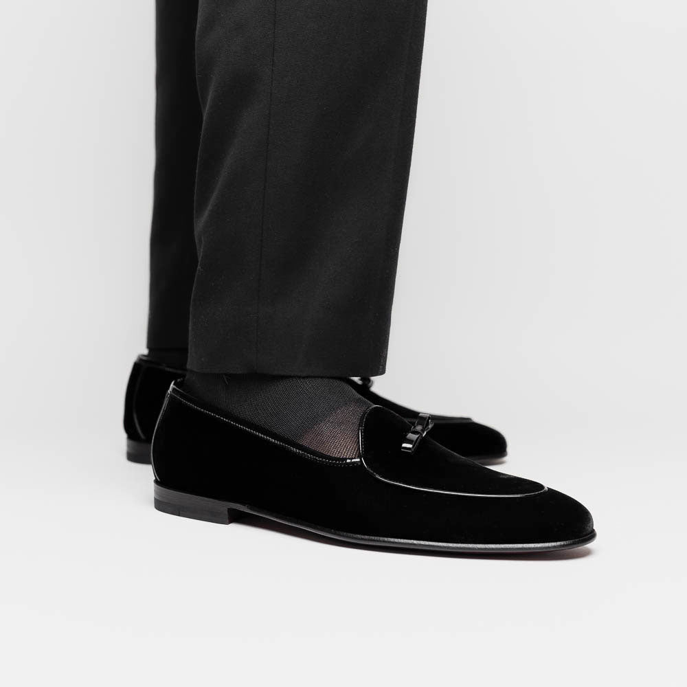 【初売り】 ARCO 10-120-BLK Velvet Italia Zelli – Black Shoe, Tuxedo 靴