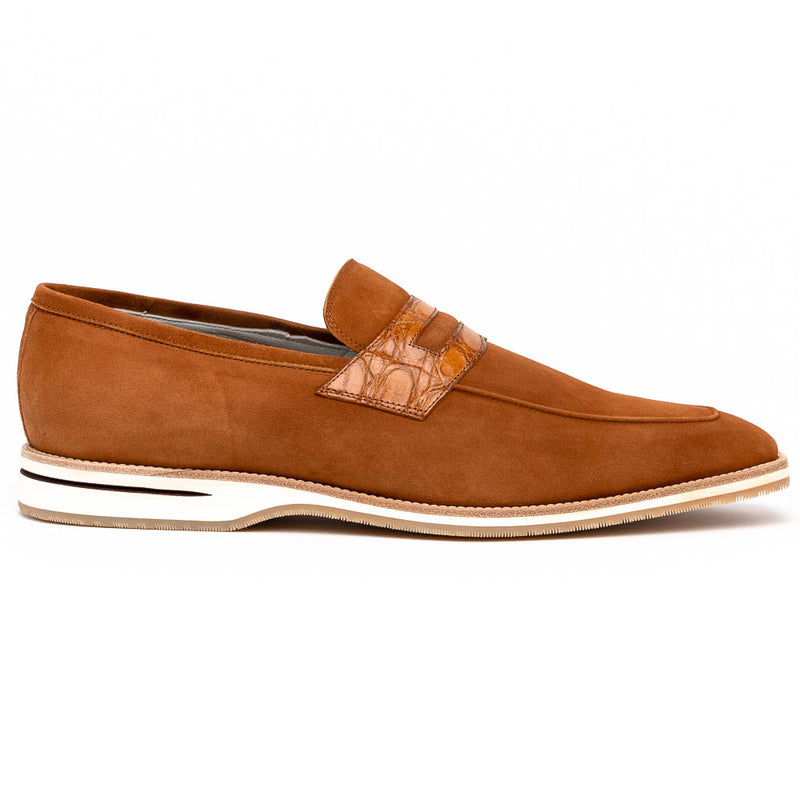 11-020-CGN MEO 3 Sueded Goatskin Penny Loafer, Cognac