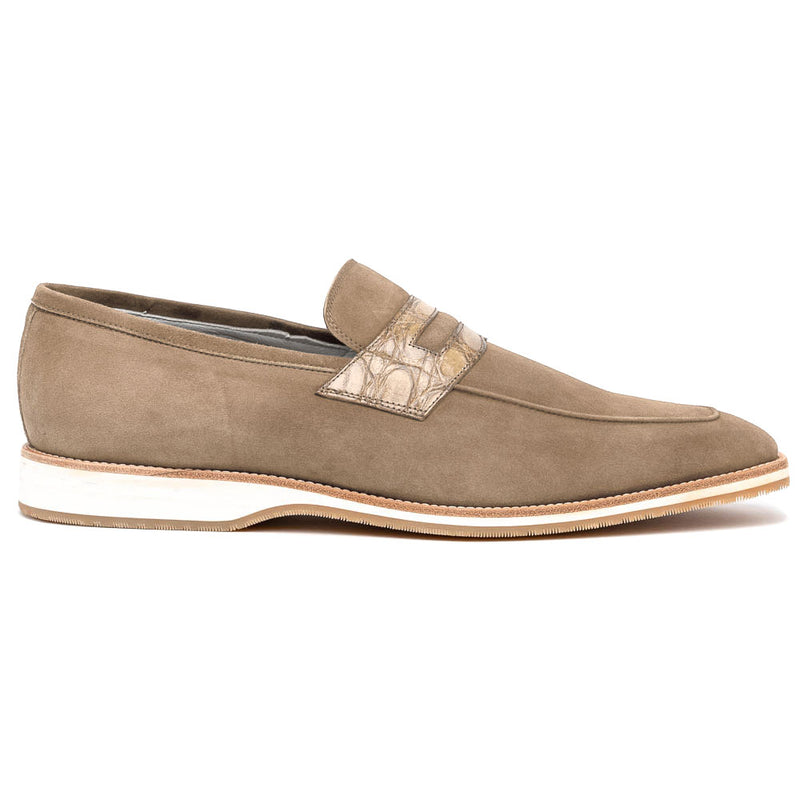 11-020-TPE MEO 3 Sueded Goatskin Penny Loafer, Taupe