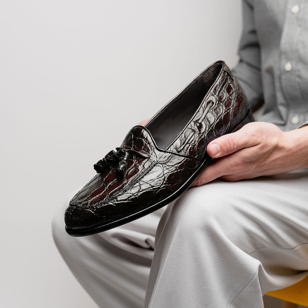 11-582-NIC FRANCO Crocodile Tassel Loafer, Nicotine – Zelli 11-582-NIC FRANCO Crocodile Tassel Loafer, Nicotine – Zelli
