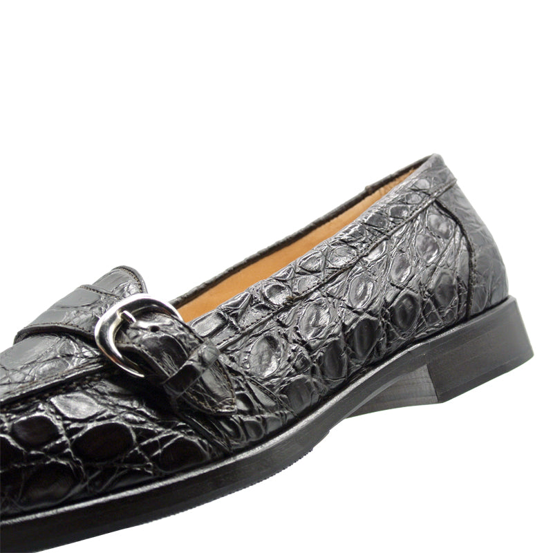 Black Belvedere Florence Crocodile Tassel Loafers Dress Shoes 
