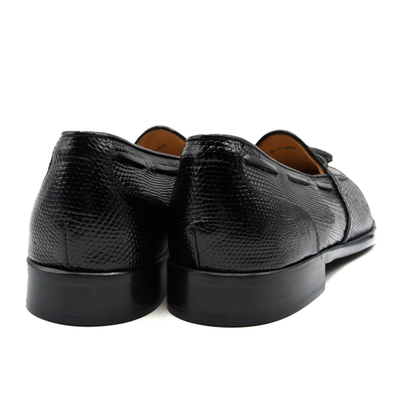 14-580-BLK FRANCO Teju Lizard Tassel Loafer, Black