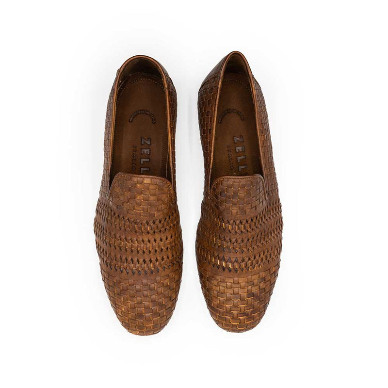 15-620-BRN TESS Italian Calfskin Woven Loafer, Brown