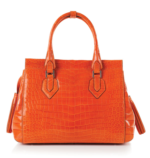 30-653-ORG THE GIZELLE Gracen Nile Crocodile Handbag, Orange