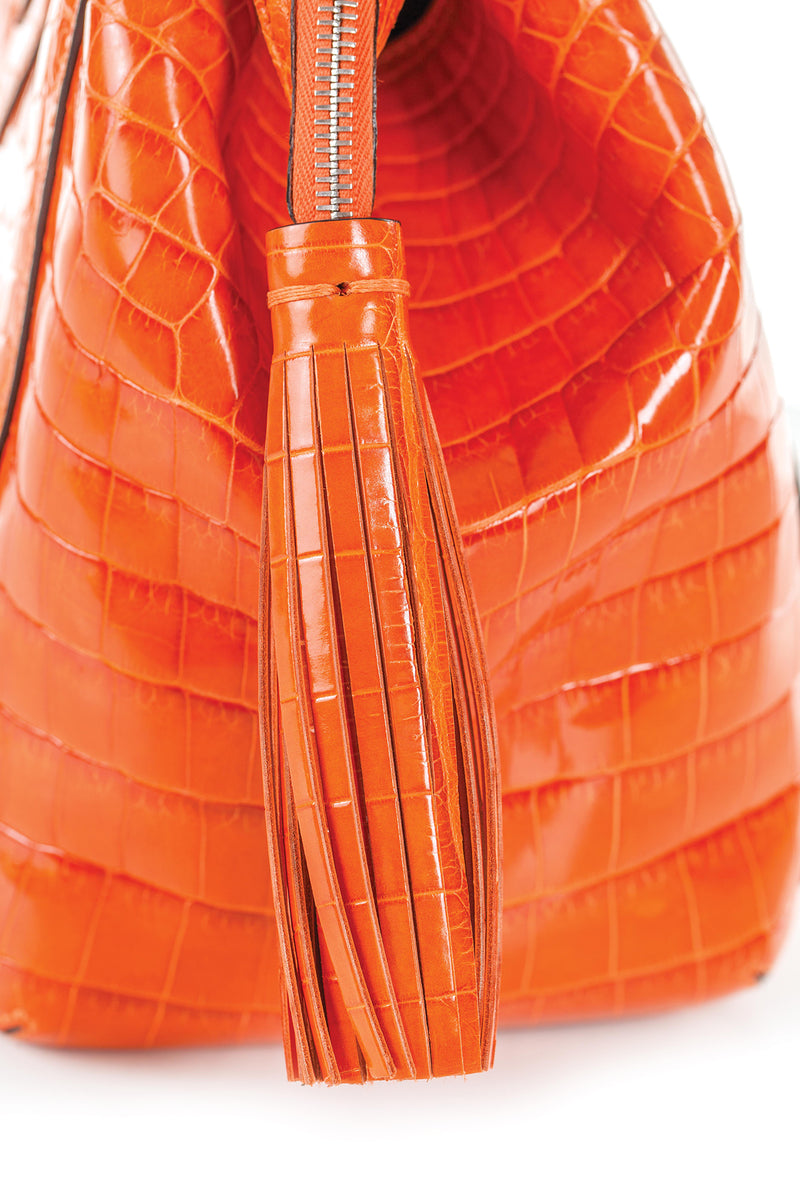 30-653-ORG THE GIZELLE Gracen Nile Crocodile Handbag, Orange