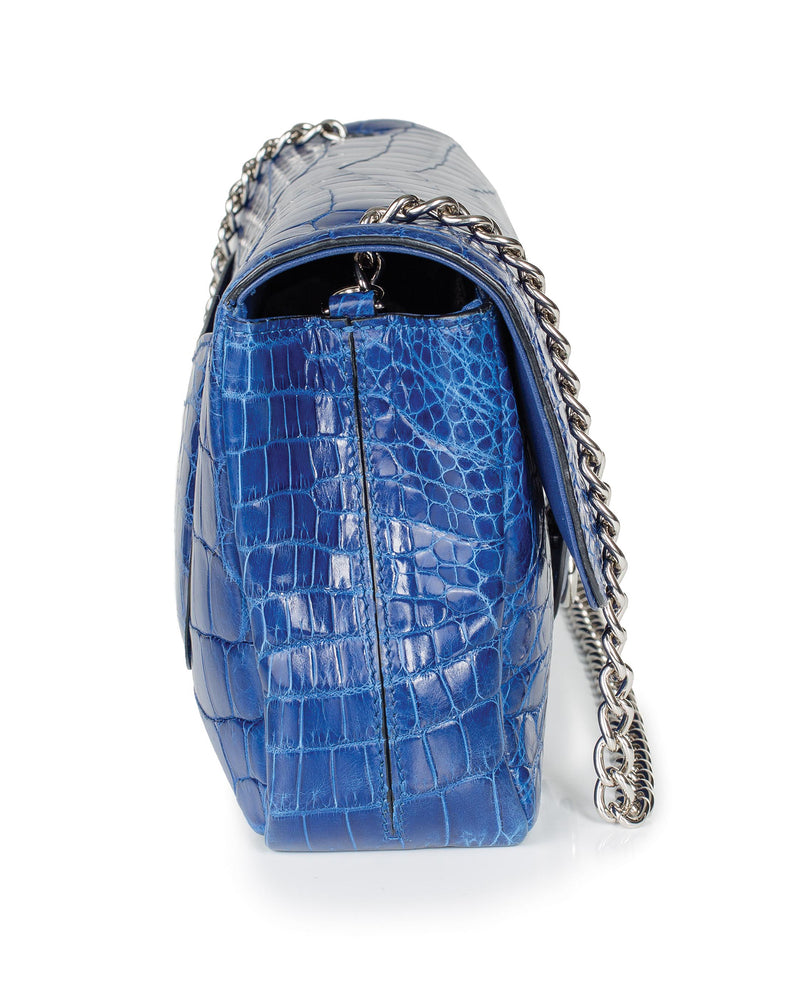30-660-BLU THE CHARLOTTE Gracen Nile Crocodile Handbag, Blue – Zelli Italia