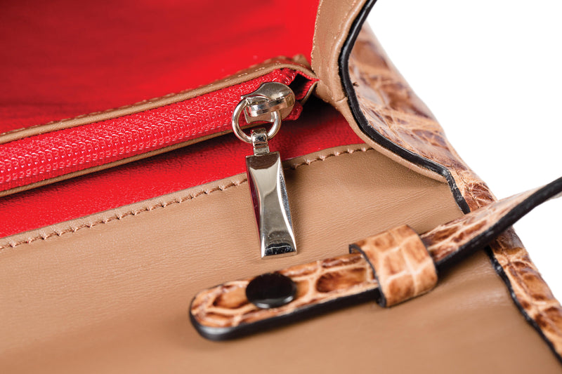 30-661-CAP THE OLIVIA Gracen Nile Crocodile Handbag, Cappuccino
