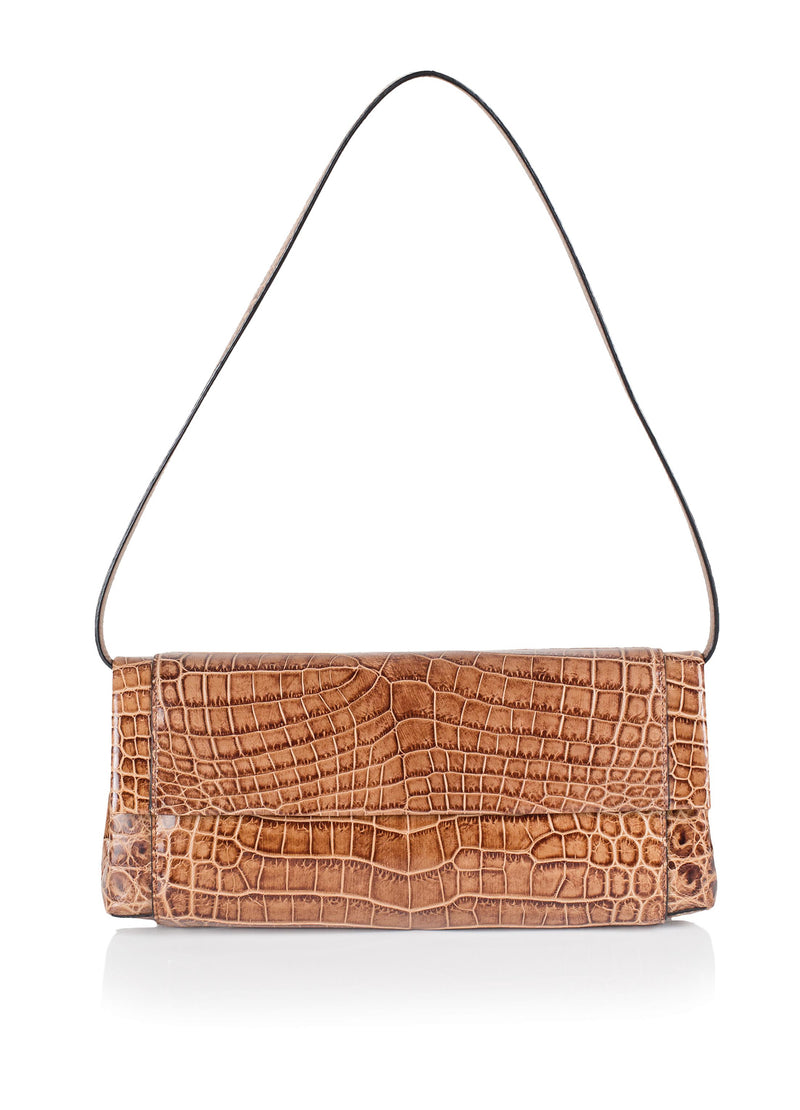 30-661-CAP THE OLIVIA Gracen Nile Crocodile Handbag, Cappuccino
