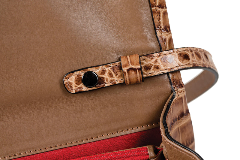 30-661-CAP THE OLIVIA Gracen Nile Crocodile Handbag, Cappuccino