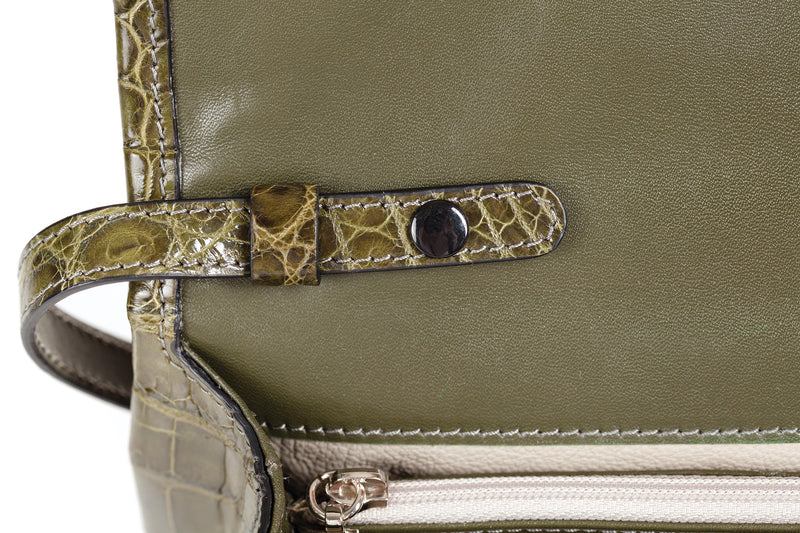 30-661-GRN THE OLIVIA Gracen Nile Crocodile Handbag, Green