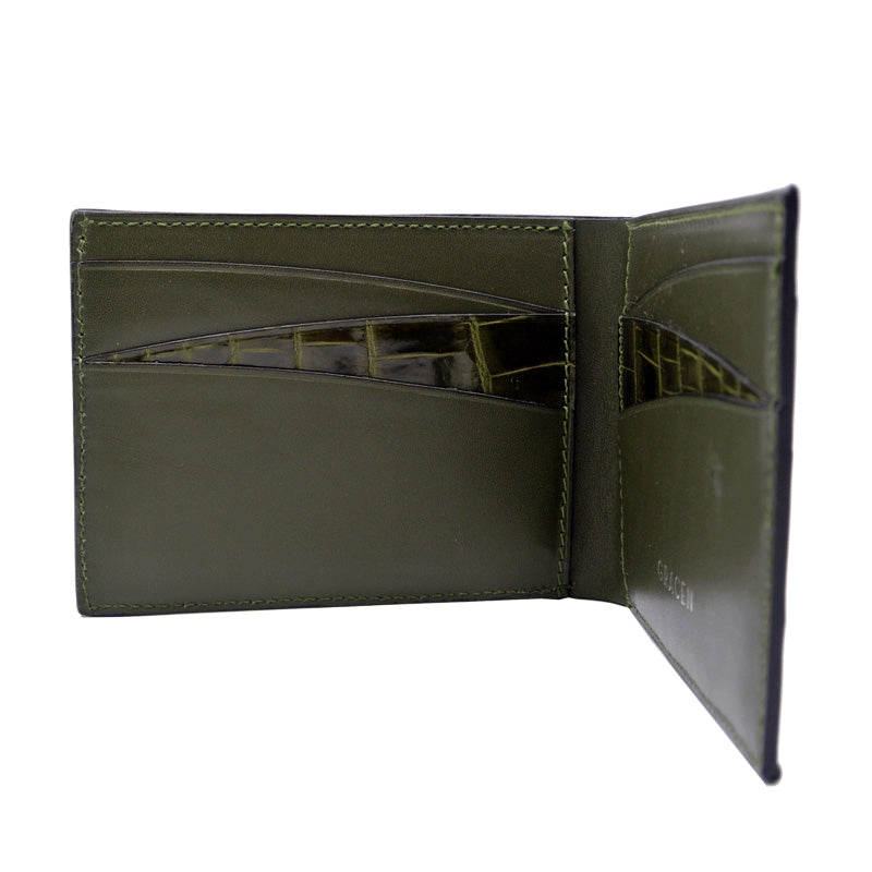 40-671-GRN Gracen Crocodile Bifold, Green