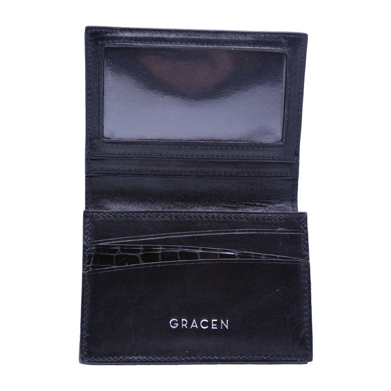 40-672-BLK Gracen Crocodile Card Case, Black