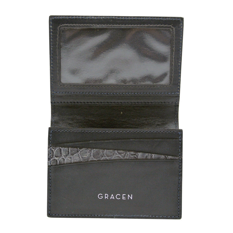 40-672-GRY Gracen Crocodile Card Case, Gray