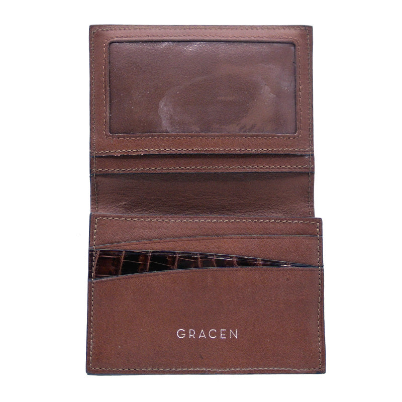 40-672-NIC Gracen Crocodile Card Case, Nicotine