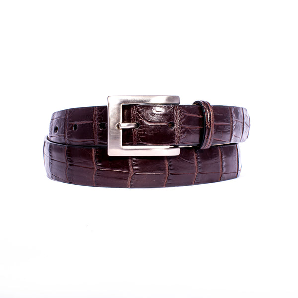 72-701-NIC NILE Crocodile 1 1/4" Belt Nicotine