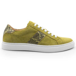 66-100-CHR OLYMPIAS Genuine Python and Italian Sueded Goatskin, Chartreuse