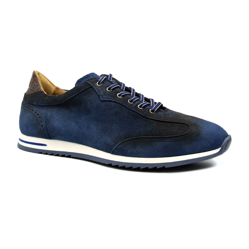 66-200-NVY COSTA Italian Burnished Suede Sneaker, Navy