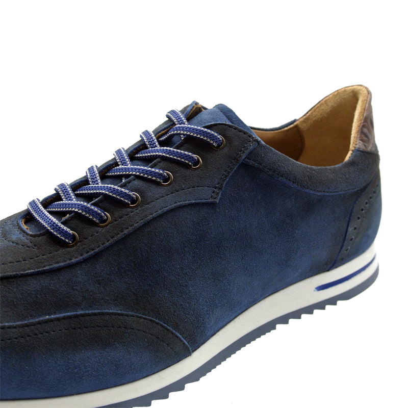 66-200-NVY COSTA Italian Burnished Suede Sneaker, Navy