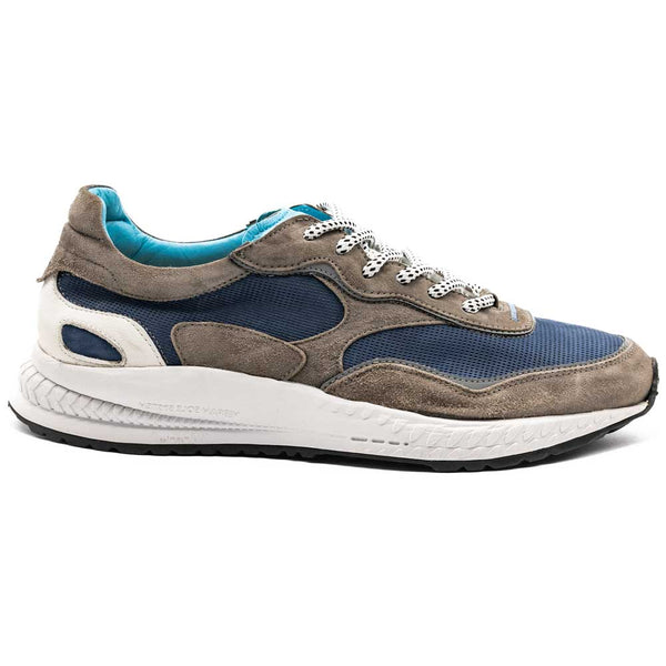 66-212-BLU SAL Micro Perforated Italian Calfskin Sneakers, Blue/Gray