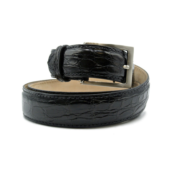 71-155-BLK CAIMAN CROCODILE Belt, Black