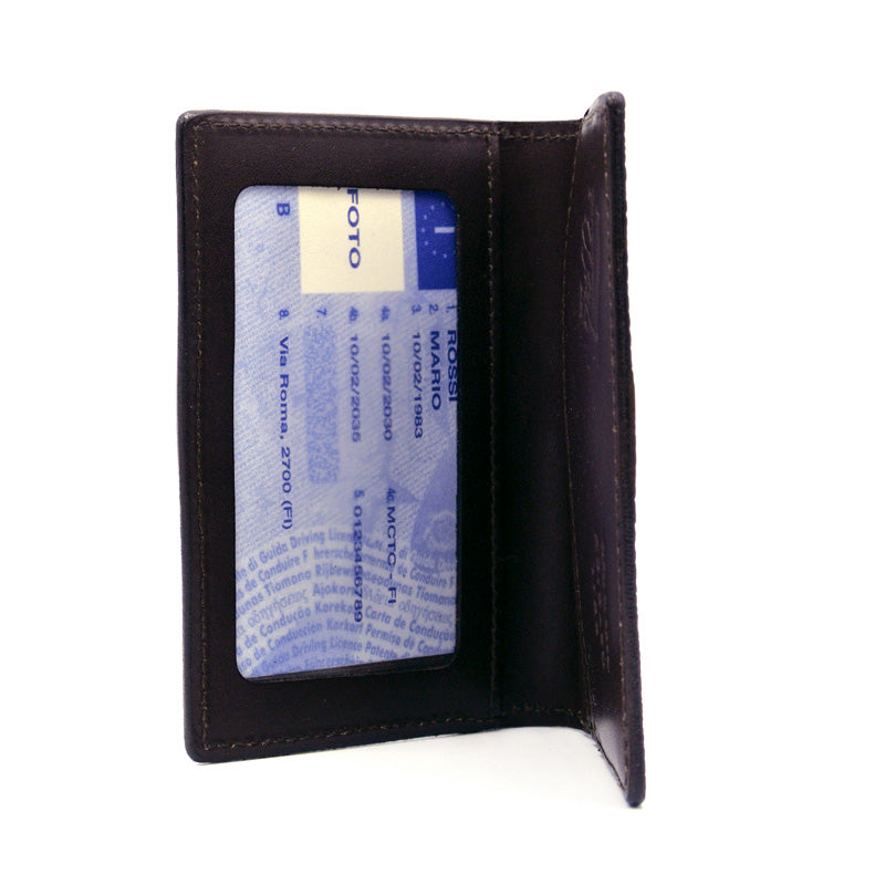 0555BR Ostrich Leg Card Case, Dark Brown