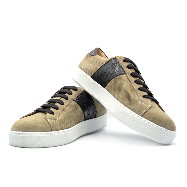 SMPL-SK-012 Sueded Calfskin with Crocodile Sneaker